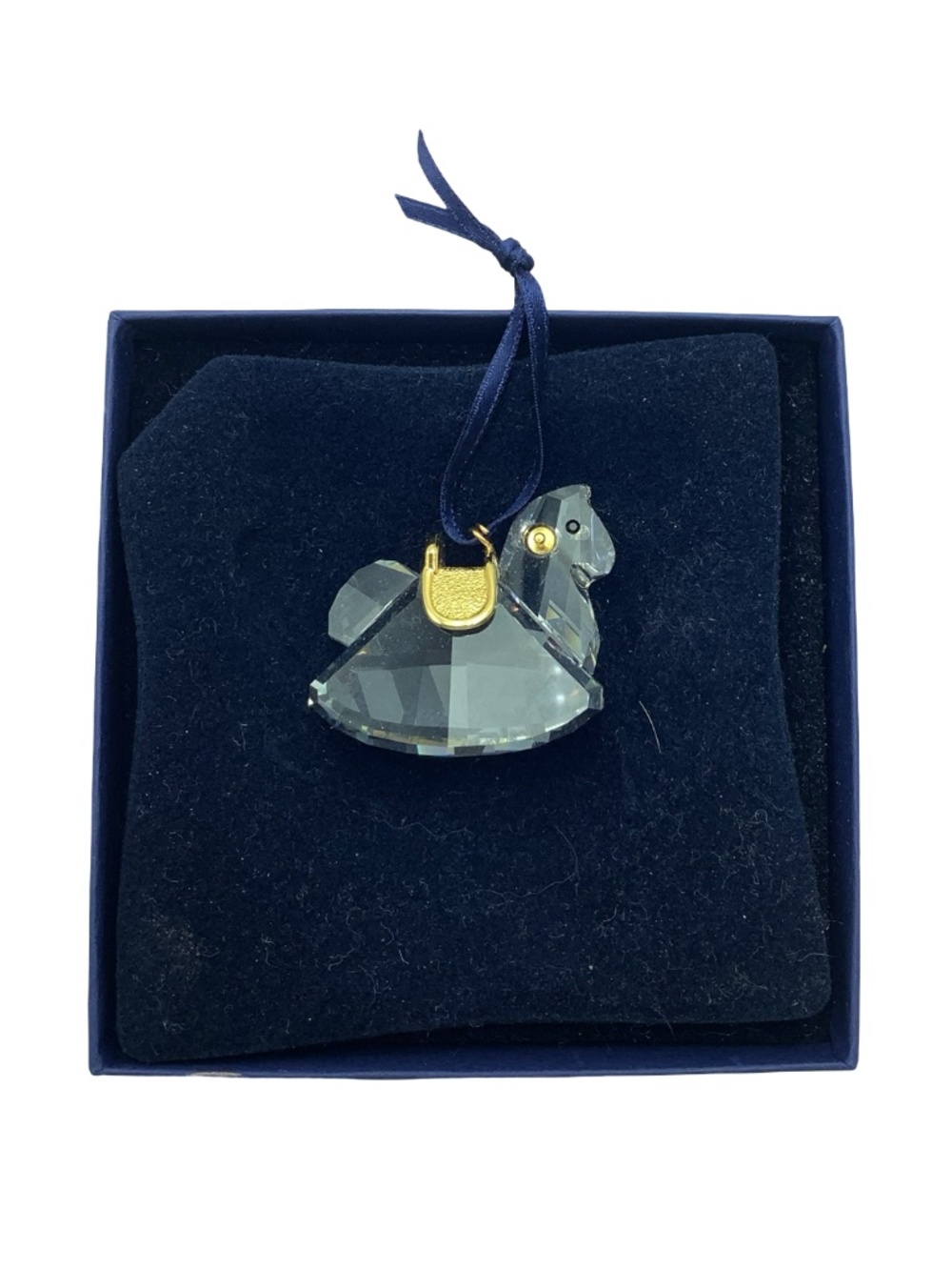 Swarovski Retired Crystal Rocking Horse Ornament In Box